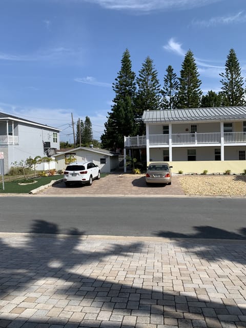 1 space per unit on the Clinton side of the bldg; shed has common laundry room