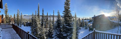 Panoramic view off deck in winter.