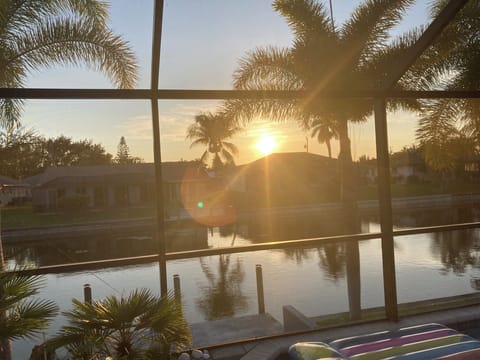 Sunset over the pool
