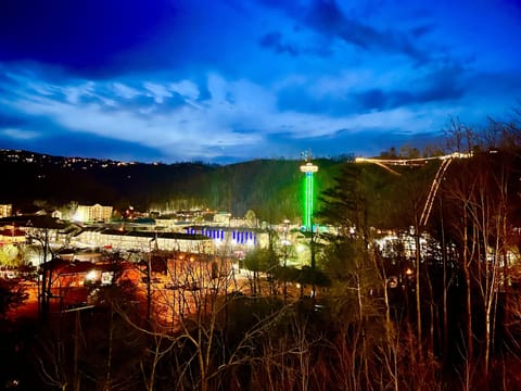 View from private balcony overlooking Gatlinburg & mountains