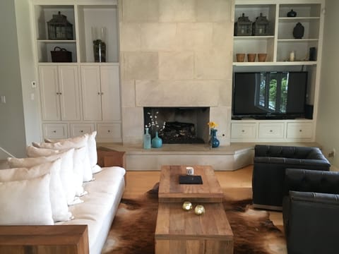 Comfortable living space with nice view of downtown skyline