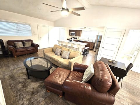 Open Family room, dining area and kitchen area