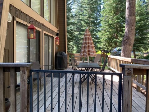 front deck gated off kitchen & dining area