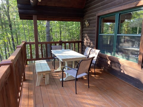 Deck and seating area overlooking Perch lake