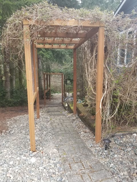 walk from private parking pad to entrance