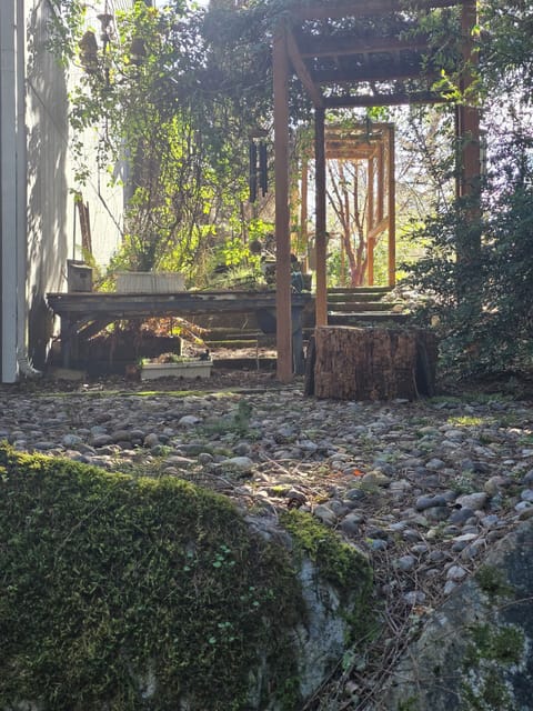 Stairs from private parking pad