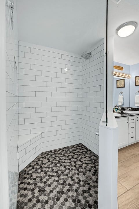 large walk-in shower in master bath