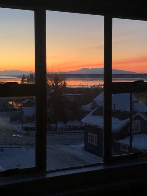 View of Mt,  Susitna (Sleeping g Lady) from the bedroom 