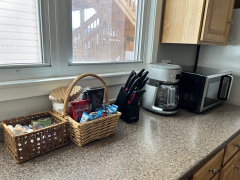 Coffee with all the fixings and some snacks.