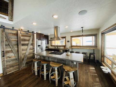 Kitchen with large pantry and island