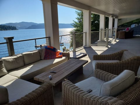 Covered porch sitting area
