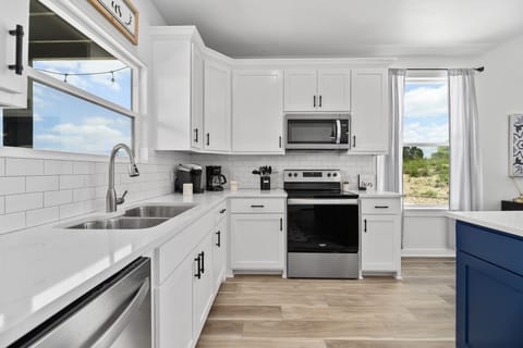 Kitchen with stainless steel appliances