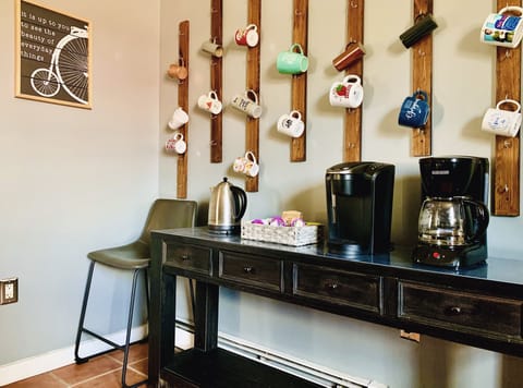 Rise and shine w/ our coffee station! Light K-Cups, tea, sugar, creamer supplied