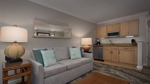 Living area with partial kitchen
