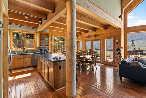 Open concept Kitchen, dining, and living room. 