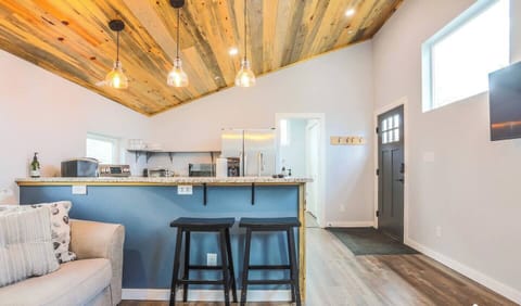 There are two stools at the counter for you to enjoy a meal.