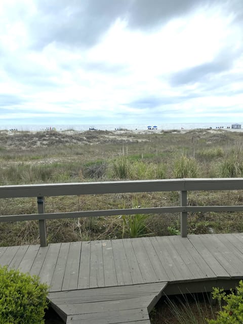 walking off the oceanfront back porch
