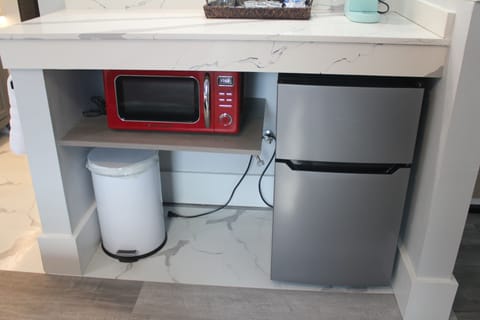 Fridge, microwave and coffee bar