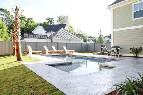 Fenced yard for kids to play.