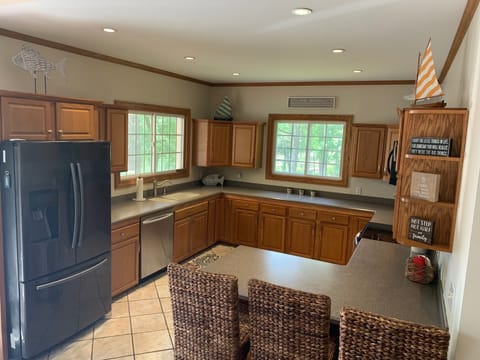 Main House Kitchen with beautiful views of the Lake.  