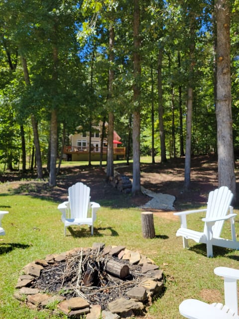 Enjoy s'mores by the fire pit, just a quick walk down the path. Wood provided.