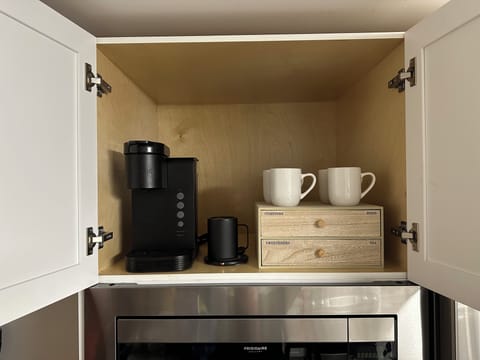 Enjoy a caffeinated morning with our coffee/tea station.