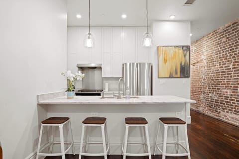 Kitchen space with bar seating