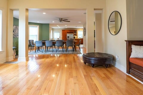 Massive dining table and eating area
