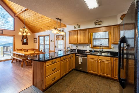 Kitchen view looking directly at dining room