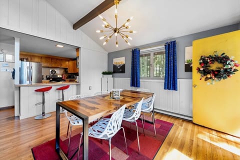 Open concept living/dining room right off front deck