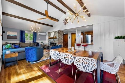 Open concept living/dining room right off front deck