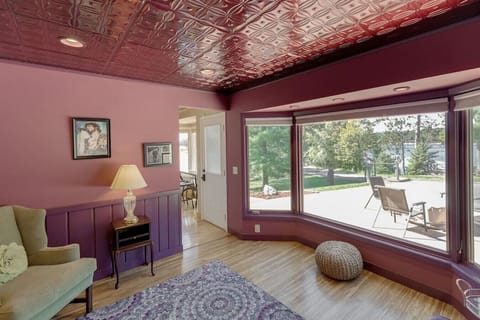 Indoor lounge area with comfortable seating and scenic outdoor views