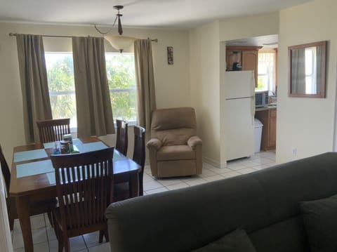 Living room (2 futons, lazy boy recliner)
Dining area - seats 6