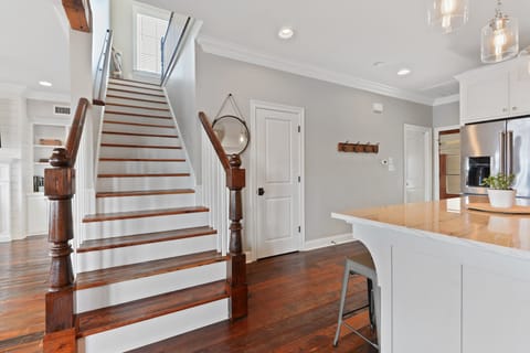 3 bedrooms located upstairs with 4 queen beds. All bedrooms have Smart TV's