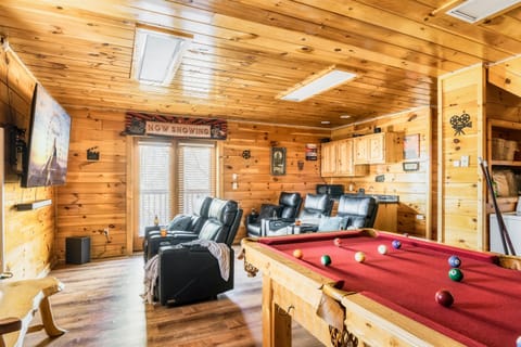 Enjoy Home Theater ultimate entertainment experience with our pool table and large-screen 75" smart TV. Sink into extra comfy reclining chairs, perfect for an evening of playing pool or enjoying your favorite shows.
