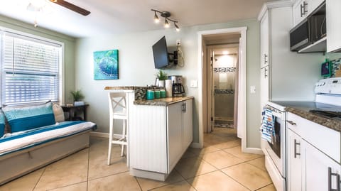 Great Breakfast bar with a TV