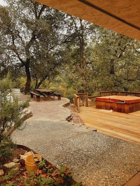 Patio view from outside the front door. Enjoy the hot tub!