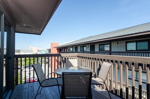 Private Deck. Note: The building did get a new paint job in March 2023