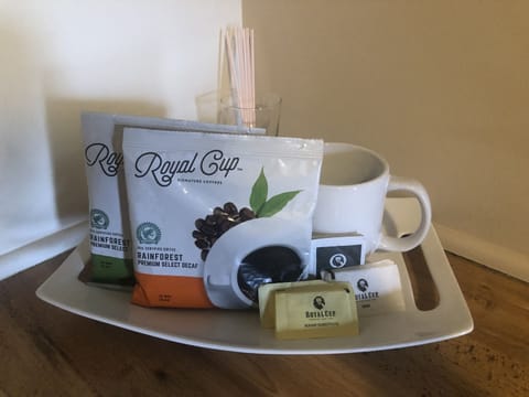 Sip a hot cup of coffee from our automatic drip coffee pot. We supply filters to