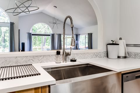 Kitchen looking into living room/dining room