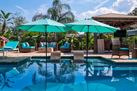 Lounge on the swim shelf in the pool or up on the sun deck