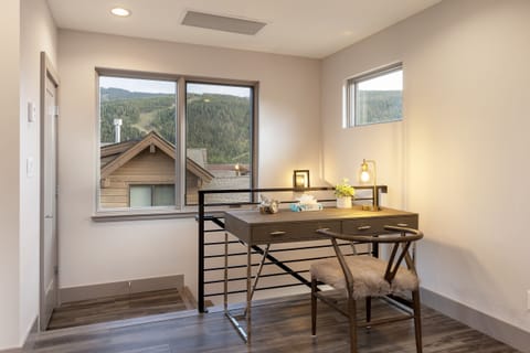 Work area at the top of the stairs.