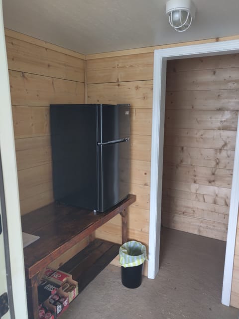 mini fridge on lower entertaining level for your use