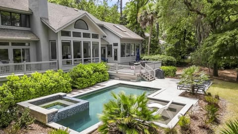 Private Pool and Spa with Waterfront Views of Palmetto Dunes Lagoon