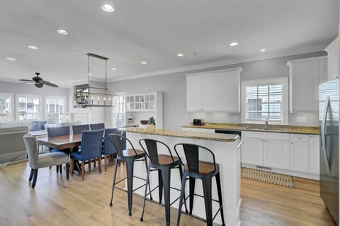Kitchen island and barstool seating.