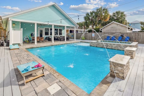 Enjoy this salt-water pool and spa.