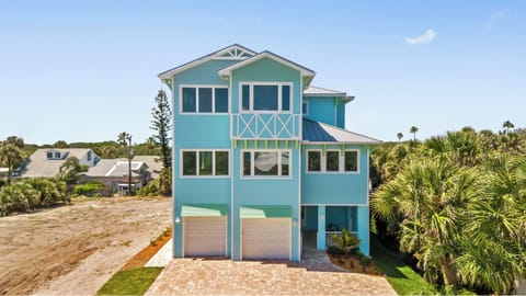 Front view of 2021 newly constructed beach house.  First guests arrived in June.