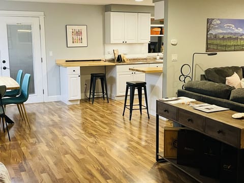 Amble counter space • Separate area for work • Fully stocked kitchen • 