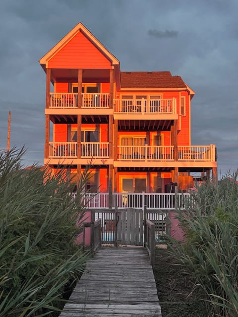 Sunset on the back of the house.