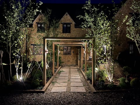 Entrance to The Rose House in the evening. 